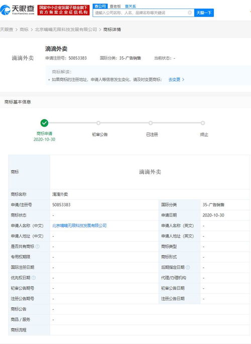 滴滴關(guān)聯(lián)公司申請(qǐng)“滴滴外賣”商標(biāo)，布局廣告銷售與軟件開發(fā)領(lǐng)域